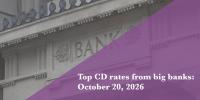 Top CD rates from major banks on October 20, 2026: Chase CDs, Bank of America CDs, Citibank CDs, and more