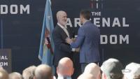 Defense secretary promotes defense industry, Van Orden in Eau Claire stop