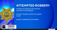 Sparks police respond to attempted robbery at Bank of America branch Tuesday