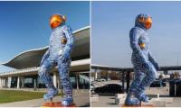 PHOTOS: 7-metre spaceman sculpture unveiled in front of Zagreb Airport