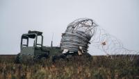 Military shows how engineering drones install defensive barriers on frontline