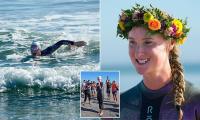 Woman becomes first ever to swim entire 900-mile length of California coast and says filthy sewage-filled water at Mexico border was far harder to deal with than threats of sharks