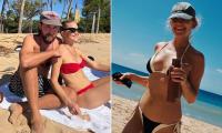 Kate Hudson, 47, hits the beach in a bikini and cosies up to fiancé Danny Fujikawa as she shares photos from best pal Jennifer Meyer's wedding