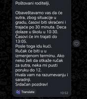 Belgrade: Are classes in schools shortened because of political gatherings and matches?