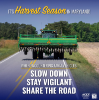 Motorists Urged to Share Roadways with Farm Vehicles During Maryland’s Fall Harvest Season