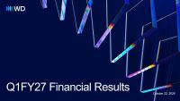 (PR) WD Reports Fiscal First Quarter 2027 Financial Results