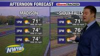 Clouds clearing out after light morning showers across the Sioux Falls area