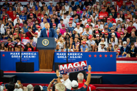 Republican politicians support each other at Trump’s midterm rally