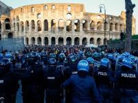 Protesters enter Rome’s Colosseum during nationwide demonstrations in Italy