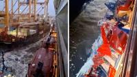 Mein Schiff 3 Lifeboats Torn Apart in Bremerhaven Container Ship Collision