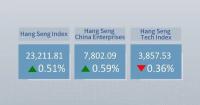 Hong Kong's Hang Seng Index closes 0.51 pct higher