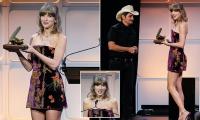 Taylor Swift stuns in velvet mini dress as she becomes the youngest artist to be inducted into the Nashville Songwriters Hall of Fame