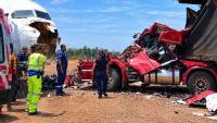 Lorry driver crashes into plane after ‘blacking out’ as man, 46, trapped inside mangled wreckage rushed to hospital