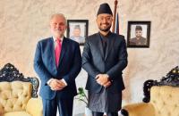 Minister Pokharel and Ambassador of Cyprus to Nepal Vryonides discuss areas of cooperation