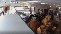 Security video shows car crashing into western North Carolina butcher shop Four people were hurt after a car crashed into M&M Meat Market in Hendersonville over the weekend, damaging the store and leaving its front window boarded up.