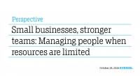 Small businesses, stronger teams: Managing people when resources are limited
