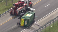 Waste Management dump truck overturns on NB Turnpike in Davie; exit towards I-595, SR 84, US 441 closed