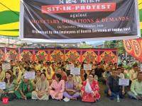 Medical employees in Imphal East stage protest against rising monetary demands