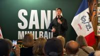Rob Sand and Dave Muhlbauer campaign together in central Iowa days before election
