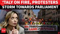 Italy On Edge As Furious Protesters Clash With Police, Set Vehicles On Fire In Rome | Watch